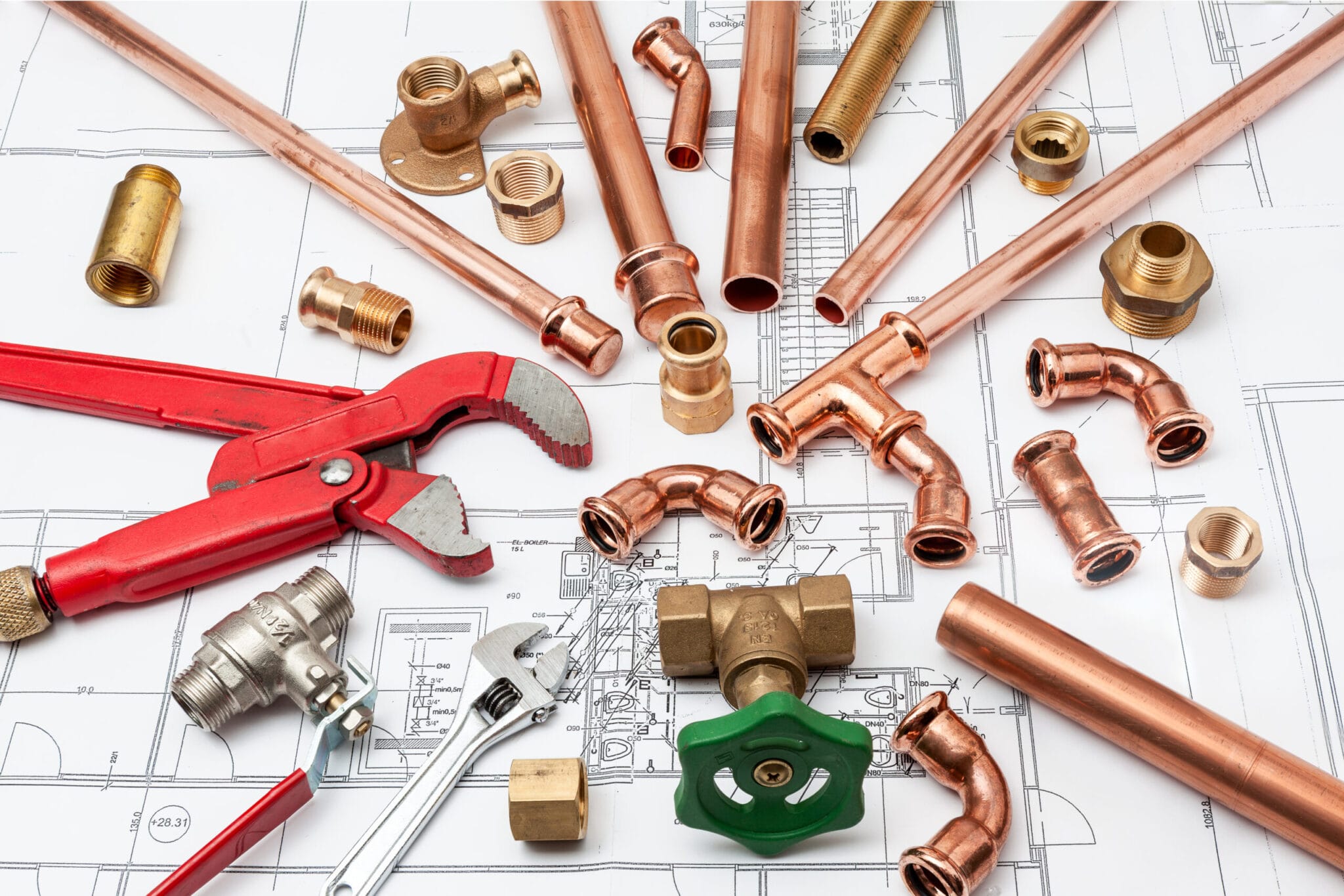 Copper pipe fittings and plumbing parts for Union City, Georgia repairs